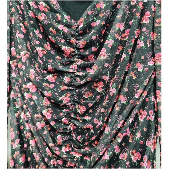 NWT In The Style x Liberty Black Floral Puff Sleeve Mini Dress 20 - Picture 4 of 9